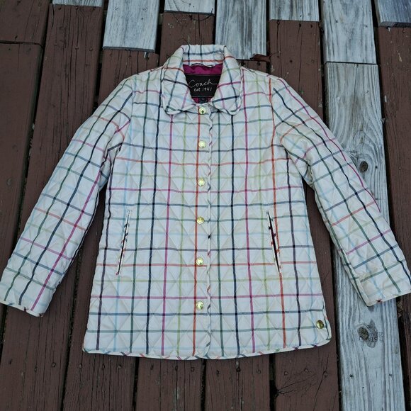 Coach Quilted Striped Jacket Women Size Small - Picture 1 of 11